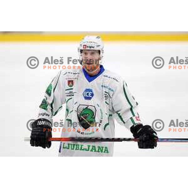 in action at Final of Slovenian Ice-Hockey Cup between SZ Olimpija and SIJ Acroni Jesenice at Bled, Slovenia on September 4, 2021