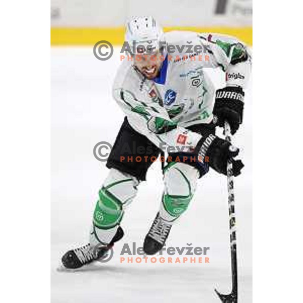 in action at Final of Slovenian Ice-Hockey Cup between SZ Olimpija and SIJ Acroni Jesenice at Bled, Slovenia on September 4, 2021