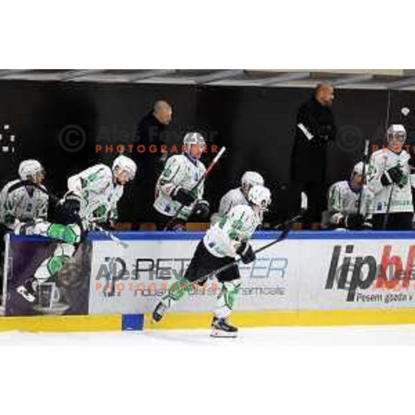 in action at Final of Slovenian Ice-Hockey Cup between SZ Olimpija and SIJ Acroni Jesenice at Bled, Slovenia on September 4, 2021