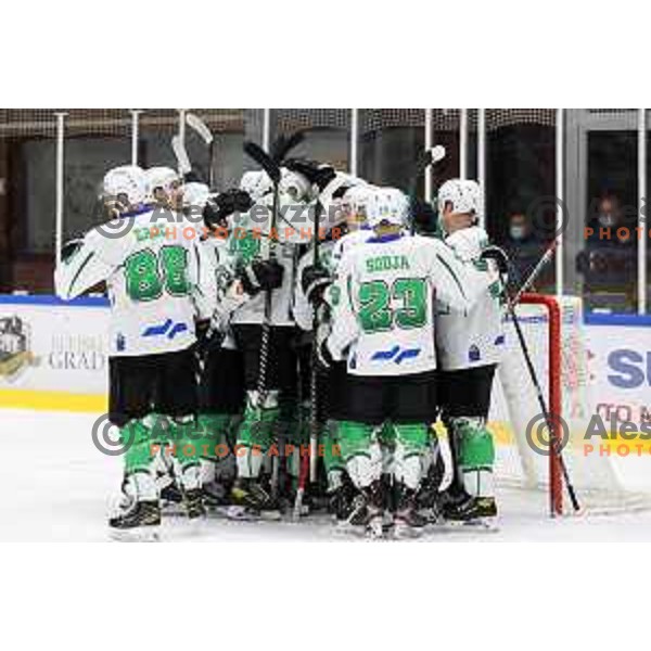 in action at Final of Slovenian Ice-Hockey Cup between SZ Olimpija and SIJ Acroni Jesenice at Bled, Slovenia on September 4, 2021