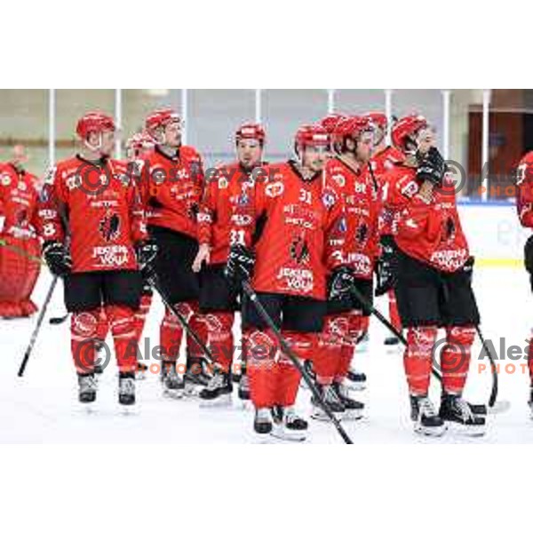 in action at Final of Slovenian Ice-Hockey Cup between SZ Olimpija and SIJ Acroni Jesenice at Bled, Slovenia on September 4, 2021