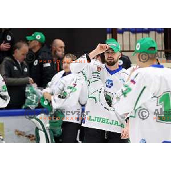 in action at Final of Slovenian Ice-Hockey Cup between SZ Olimpija and SIJ Acroni Jesenice at Bled, Slovenia on September 4, 2021