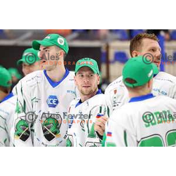 in action at Final of Slovenian Ice-Hockey Cup between SZ Olimpija and SIJ Acroni Jesenice at Bled, Slovenia on September 4, 2021