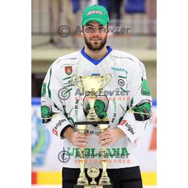 Zan Jezovsek at Final of Slovenian Ice-Hockey Cup between SZ Olimpija and SIJ Acroni Jesenice at Bled, Slovenia on September 4, 2021