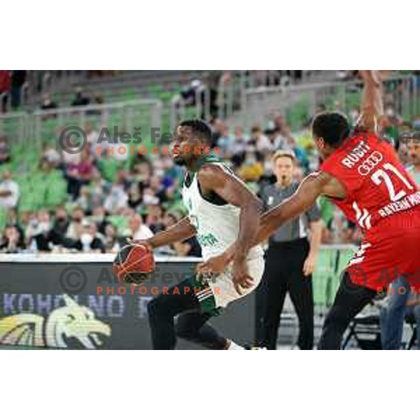 In action during friendly basketball match between Cedevita Olimpija (SLO) and Bayern (GER) in Arena Stozice, Ljubljana, Slovenia on September 6, 2021