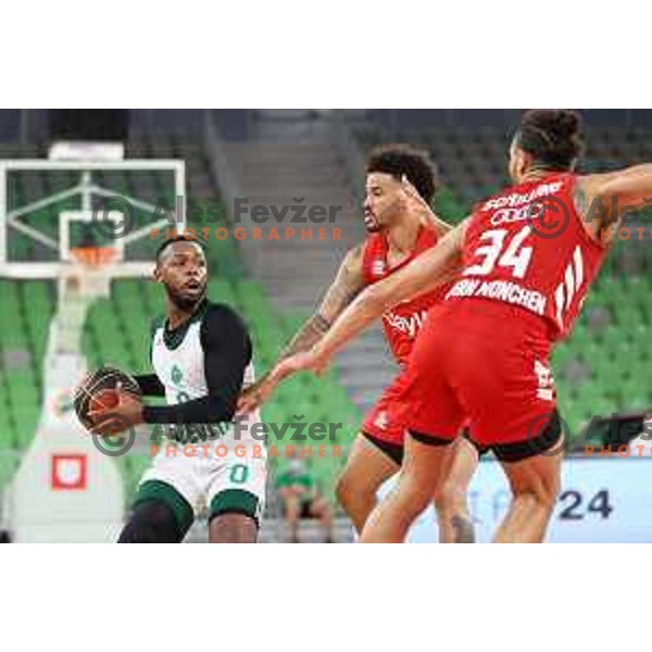 In action during friendly basketball match between Cedevita Olimpija (SLO) and Bayern (GER) in Arena Stozice, Ljubljana, Slovenia on September 6, 2021
