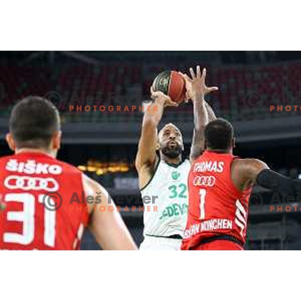 In action during friendly basketball match between Cedevita Olimpija (SLO) and Bayern (GER) in Arena Stozice, Ljubljana, Slovenia on September 6, 2021