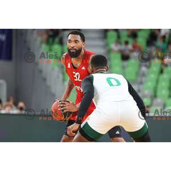 In action during friendly basketball match between Cedevita Olimpija (SLO) and Bayern (GER) in Arena Stozice, Ljubljana, Slovenia on September 6, 2021