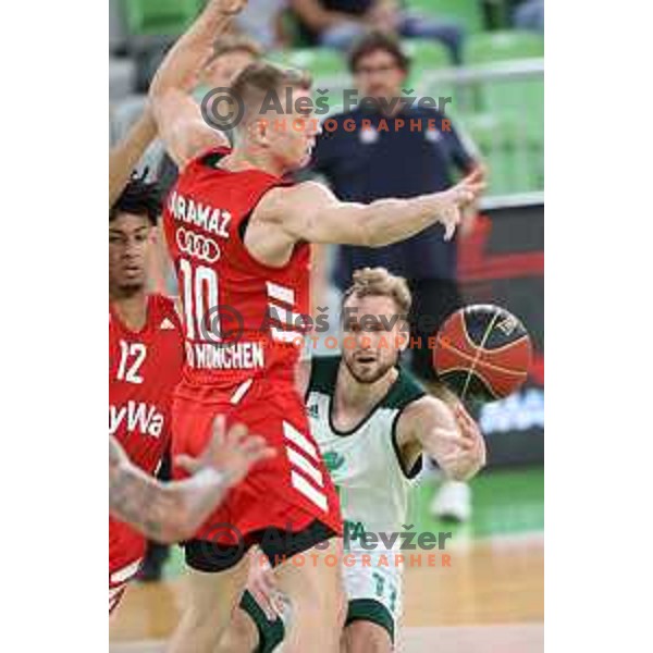 In action during friendly basketball match between Cedevita Olimpija (SLO) and Bayern (GER) in Arena Stozice, Ljubljana, Slovenia on September 6, 2021
