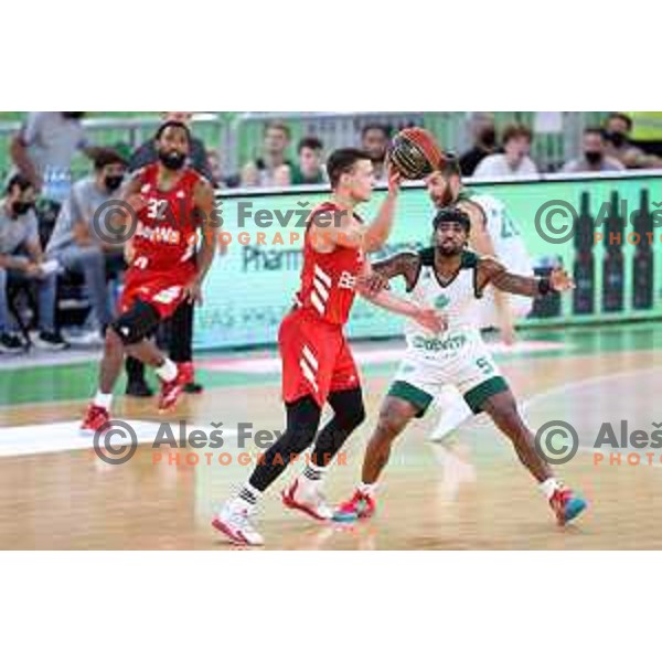 Zan Mark Sisko in action during friendly basketball match between Cedevita Olimpija (SLO) and Bayern (GER) in Arena Stozice, Ljubljana, Slovenia on September 6, 2021