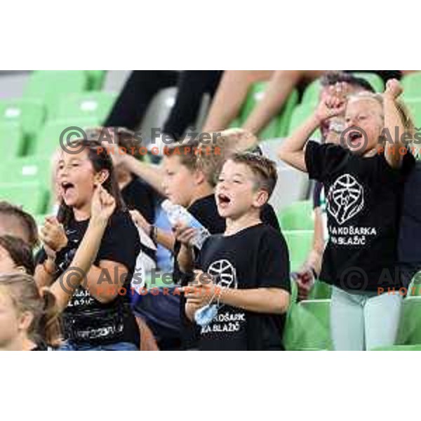 In action during friendly basketball match between Cedevita Olimpija (SLO) and Bayern (GER) in Arena Stozice, Ljubljana, Slovenia on September 6, 2021