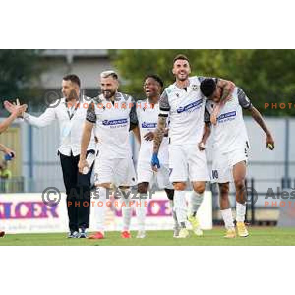 Maks Barisic, Osuji, Ivica Guberac, Parris during Prva Liga Telemach football match between Kalcer Radomlje and Koper in Domzale, Slovenia on September 12, 2021