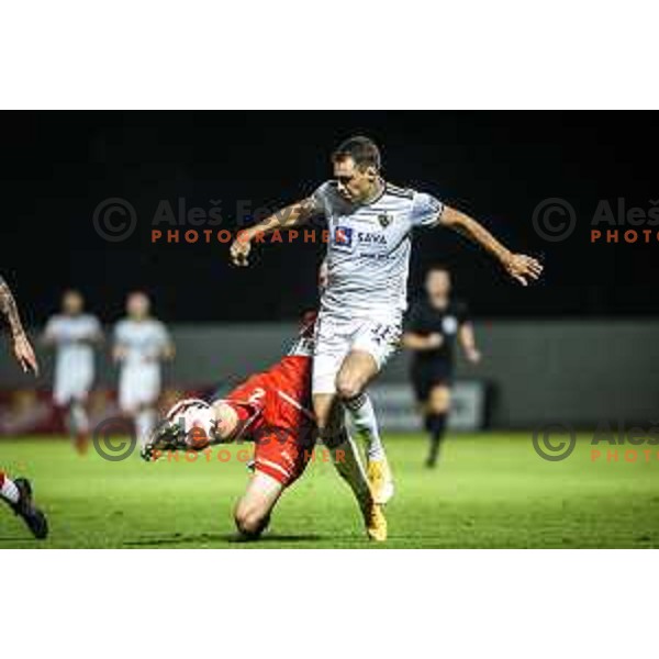 Danijel Sturm in action during Prva liga Telemach football match between Aluminij and Maribor in Sportni park Aluminij, Kidricevo, Slovenia on September 12, 2021
