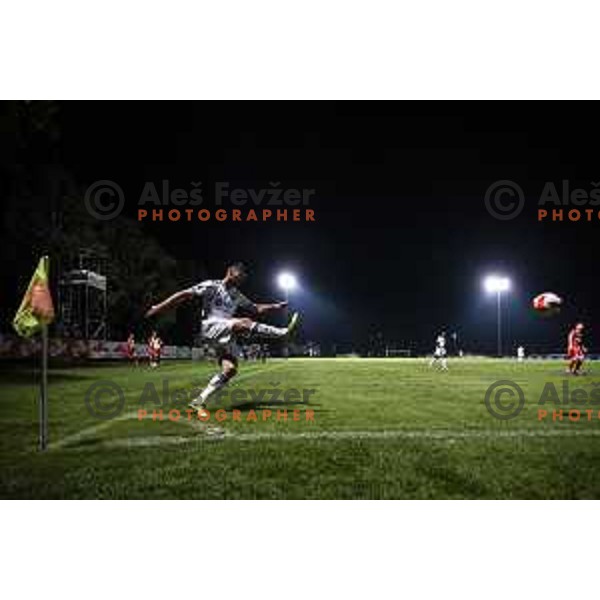 Rok Kronaveter in action during Prva liga Telemach football match between Aluminij and Maribor in Sportni park Aluminij, Kidricevo, Slovenia on September 12, 2021