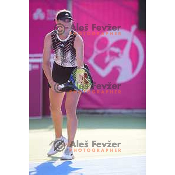 Kaja Juvan (SLO) in action during WTA Slovenian Open in Portoroz, Slovenia on September 14, 2021