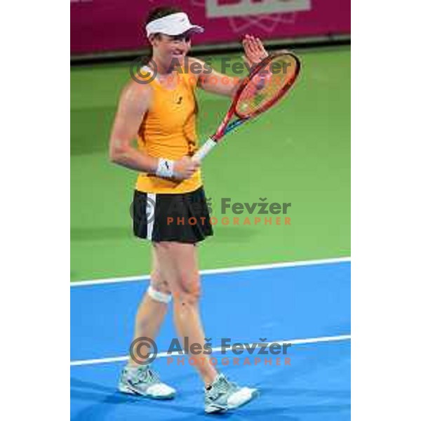 Tamara Zidansek (SLO) in action during WTA Slovenian Open in Portoroz, Slovenia on September 14, 2021