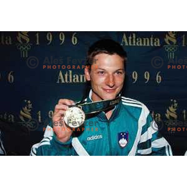 Andraz Vehovar of Slovenia, Olympic silver medalist in kayak-canoe slalom K-1 at Summer Olympic Games in Atlanta 1996, Georgia, USA