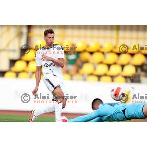 In action during Slovenian Cup football match between Kalcer Radomlje and Krka in Domzale, Slovenia on September 15, 2021
