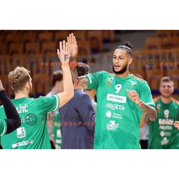 Zack Auguste in action during Slovenian SuperCup basketball match between Cedevita Olimpija and Krka in Tivoli Hall, Ljubljana, Slovenia on September 17, 2021 