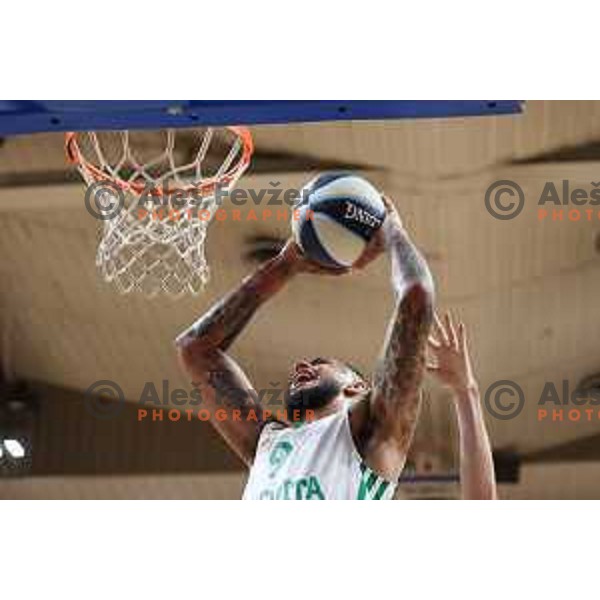 Zack Auguste in action during Slovenian SuperCup basketball match between Cedevita Olimpija and Krka in Tivoli Hall, Ljubljana, Slovenia on September 17, 2021 