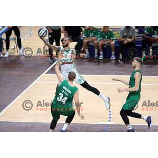 In action during Slovenian SuperCup basketball match between Cedevita Olimpija and Krka in Tivoli Hall, Ljubljana, Slovenia on September 17, 2021