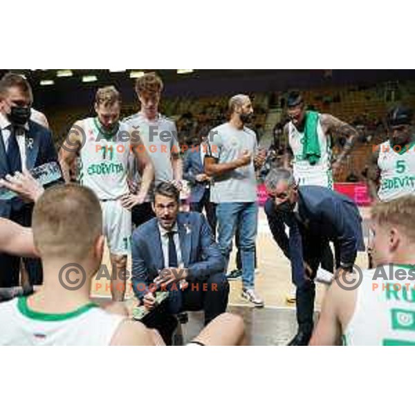 Jurica Golemac, head coach of Cedevita Olimpija during Slovenian SuperCup basketball match between Cedevita Olimpija and Krka in Tivoli Hall, Ljubljana, Slovenia on September 17, 2021
