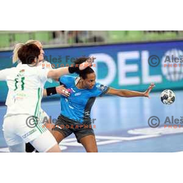 Allison Pineau in action during EHF Champions League Women 2021-2022 handball match between Krim Mercator (SLO) and Gyori Audi ETO KC (HUN) in Ljubljana, Slovenia on September 18, 2021