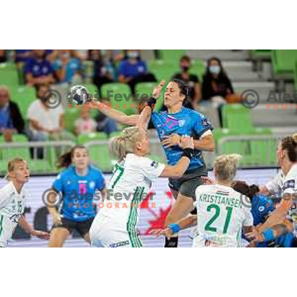 Andrea Lekic in action during EHF Champions League Women 2021-2022 handball match between Krim Mercator (SLO) and Gyori Audi ETO KC (HUN) in Ljubljana, Slovenia on September 18, 2021