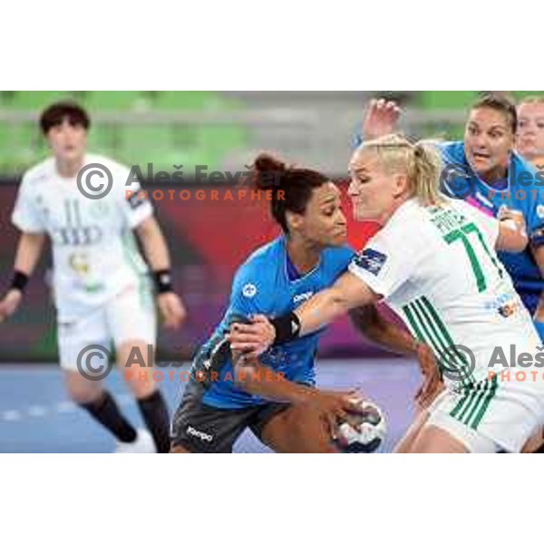 Allison Pineau in action during EHF Champions League Women 2021-2022 handball match between Krim Mercator (SLO) and Gyori Audi ETO KC (HUN) in Ljubljana, Slovenia on September 18, 2021