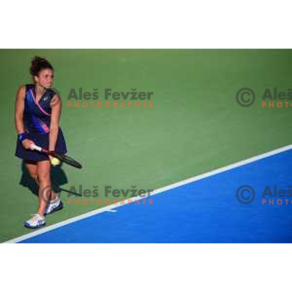 Jasmine Paolini (ITA) in action during semi-final of WTA Slovenian Open in Portoroz, Slovenia on September 18, 2021