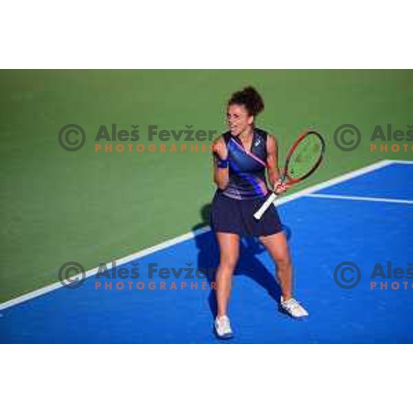 Jasmine Paolini (ITA) in action during semi-final of WTA Slovenian Open in Portoroz, Slovenia on September 18, 2021