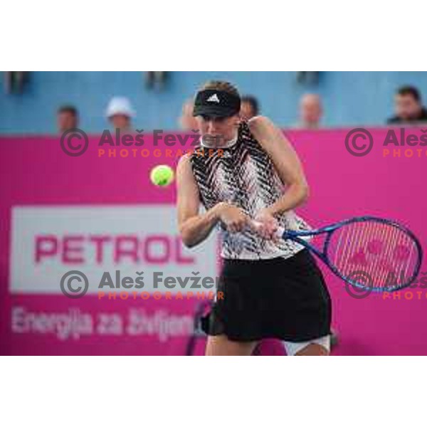Kaja Juvan (SLO) in action during semi-final of WTA Slovenian Open in Portoroz, Slovenia on September 18, 2021