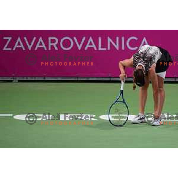 Kaja Juvan (SLO) in action during semi-final of WTA Slovenian Open in Portoroz, Slovenia on September 18, 2021