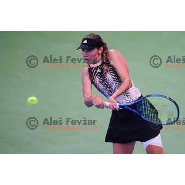 Kaja Juvan (SLO) in action during semi-final of WTA Slovenian Open in Portoroz, Slovenia on September 18, 2021