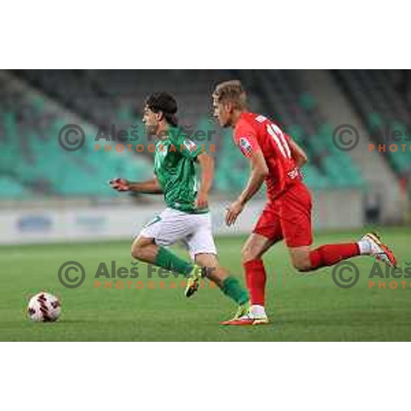 Almedin Ziljkic of Olimpija in action during Prva Liga Telemach football match between Olimpija and Celje in Ljubljana, Slovenia on September 18, 2021