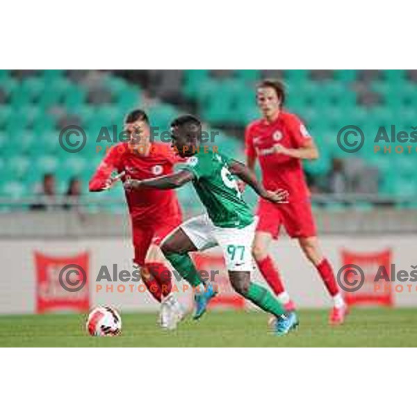 Aldair Djalo in action during Prva Liga Telemach football match between Olimpija and Celje in Ljubljana, Slovenia on September 18, 2021