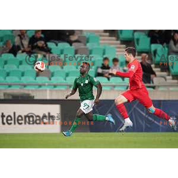 Aldair Djalo in action during Prva Liga Telemach football match between Olimpija and Celje in Ljubljana, Slovenia on September 18, 2021