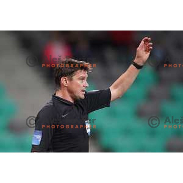 Referee Matej Jug in action during Prva Liga Telemach football match between Olimpija and Celje in Ljubljana, Slovenia on September 18, 2021