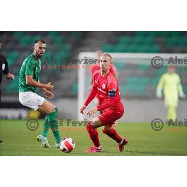 Mustafa Nukic of Olimpija in action during Prva Liga Telemach football match between Olimpija and Celje in Ljubljana, Slovenia on September 18, 2021