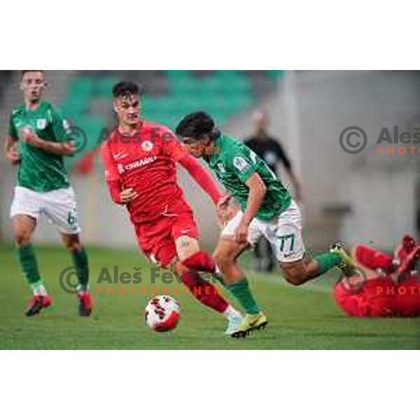 Ivan Bozic and Almedin Ziljkic of Olimpija in action during Prva Liga Telemach football match between Olimpija and Celje in Ljubljana, Slovenia on September 18, 2021