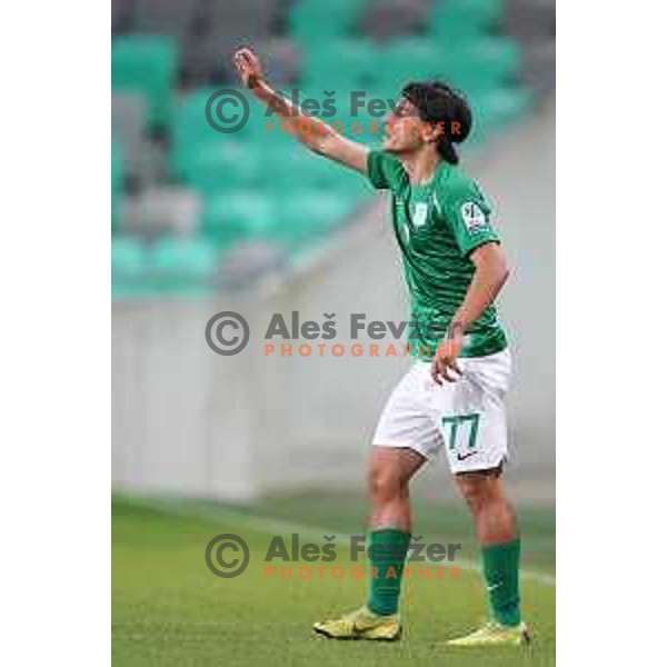 Almedin Ziljkic of Olimpija in action during Prva Liga Telemach football match between Olimpija and Celje in Ljubljana, Slovenia on September 18, 2021
