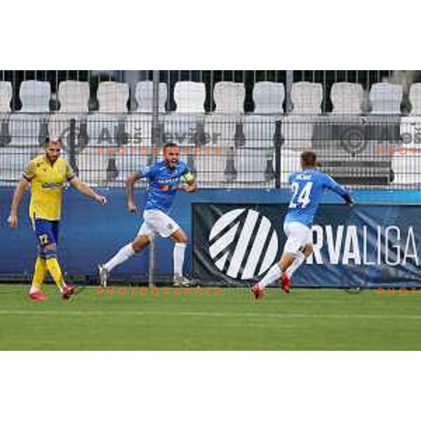 Vanja Drkusic celebrates goal during Prva Liga Telemach football match between Koper and Bravo in Koper, Slovenia on September 19, 2021