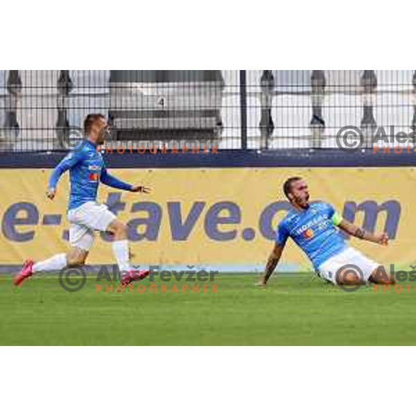 Vanja Drkusic celebrates goal during Prva Liga Telemach football match between Koper and Bravo in Koper, Slovenia on September 19, 2021