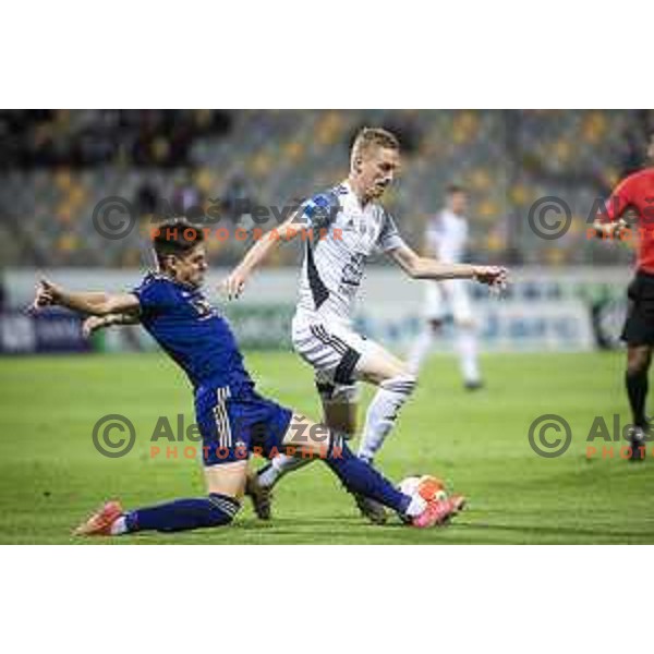 Gregor Sikosek vs Zan Karnicnik in action during Prva liga Telemach football match between Maribor and Mura in Ljudski vrt, Maribor, Slovenia on September 19, 2021