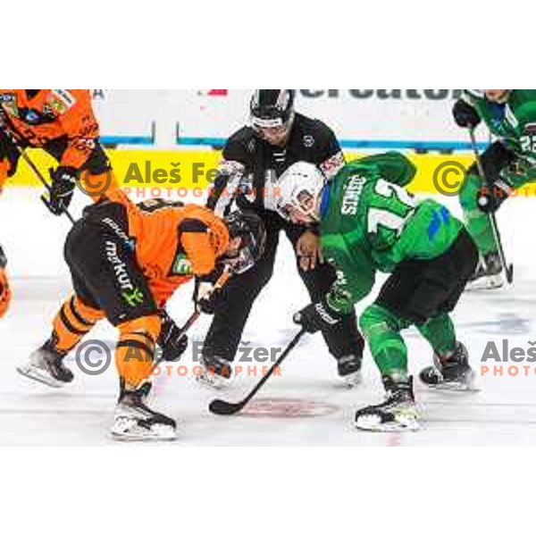 Nik Simsic in action during IceHL match between SZ Olimpija and Graz 99ers in Tivoli Hall, Ljubljana, Slovenia on September 19, 2021