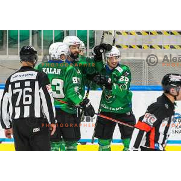 In action during IceHL match between SZ Olimpija and Graz 99ers in Tivoli Hall, Ljubljana, Slovenia on September 19, 2021