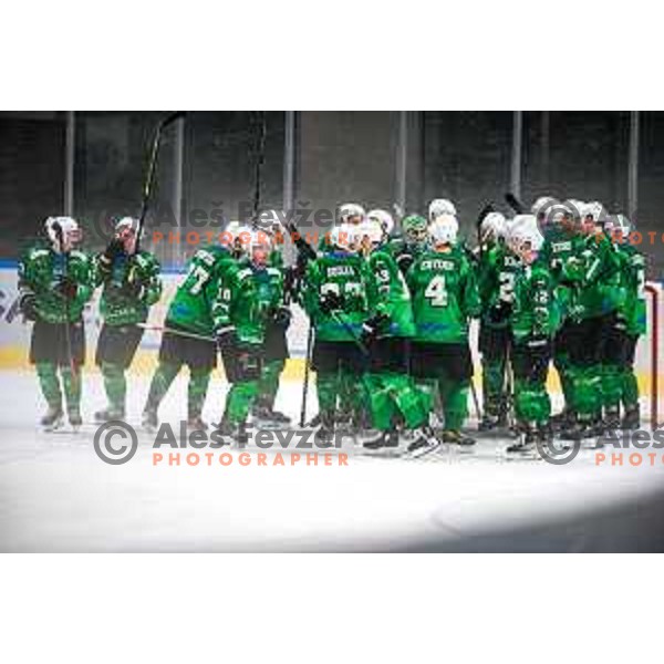 In action during IceHL match between SZ Olimpija and Graz 99ers in Tivoli Hall, Ljubljana, Slovenia on September 19, 2021