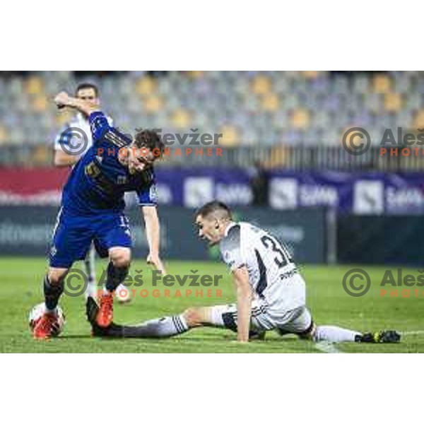 Jan Repas vs Jan Gorenc in action during Prva liga Telemach football match between Maribor and Mura in Ljudski vrt, Maribor, Slovenia on September 19, 2021