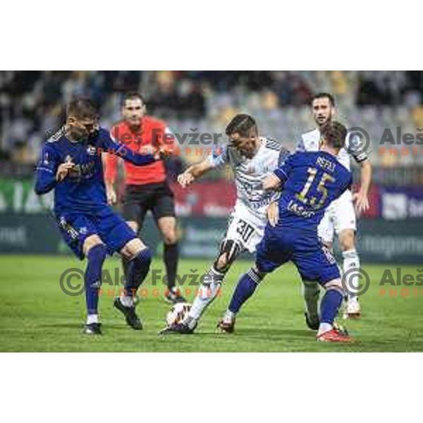 Nino Zugelj vs Jan Gorenc in action during Prva liga Telemach football match between Maribor and Mura in Ljudski vrt, Maribor, Slovenia on September 19, 2021