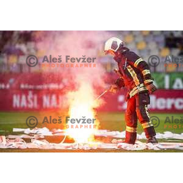 Firefighter during Prva liga Telemach football match between Maribor and Mura in Ljudski vrt, Maribor, Slovenia on September 19, 2021